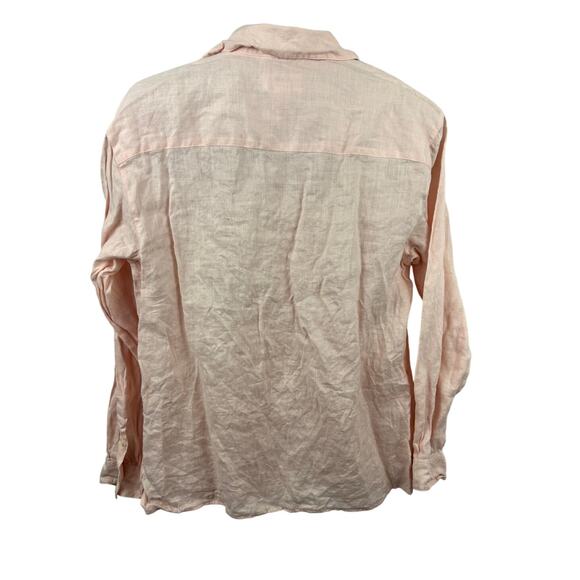 Vintage Talbots Irish Linen Long Sleeve Button Up Shirt Light Pink Womens Sz 10 - Picture 2 of 9